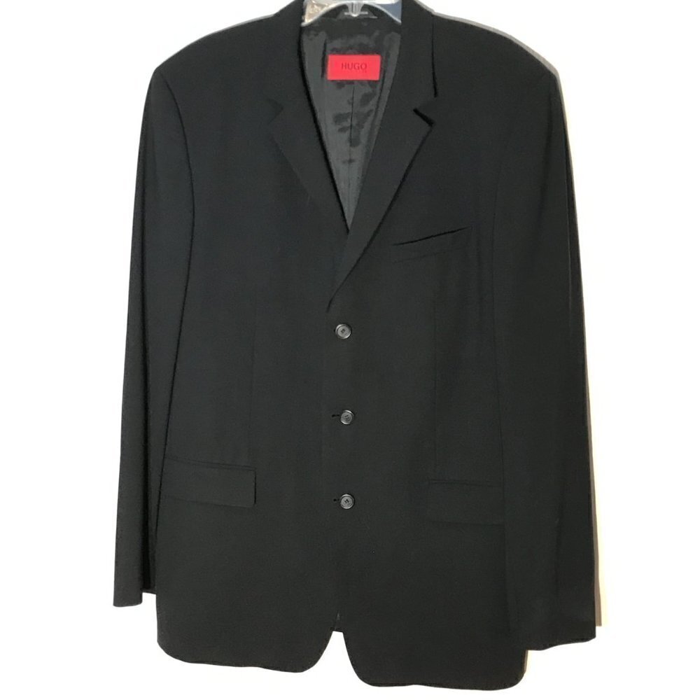 Hugo Boss Black Sport Coat Jacket Blazer size 44L Suit Designer 3 Button WooL - Picture 4 of 12